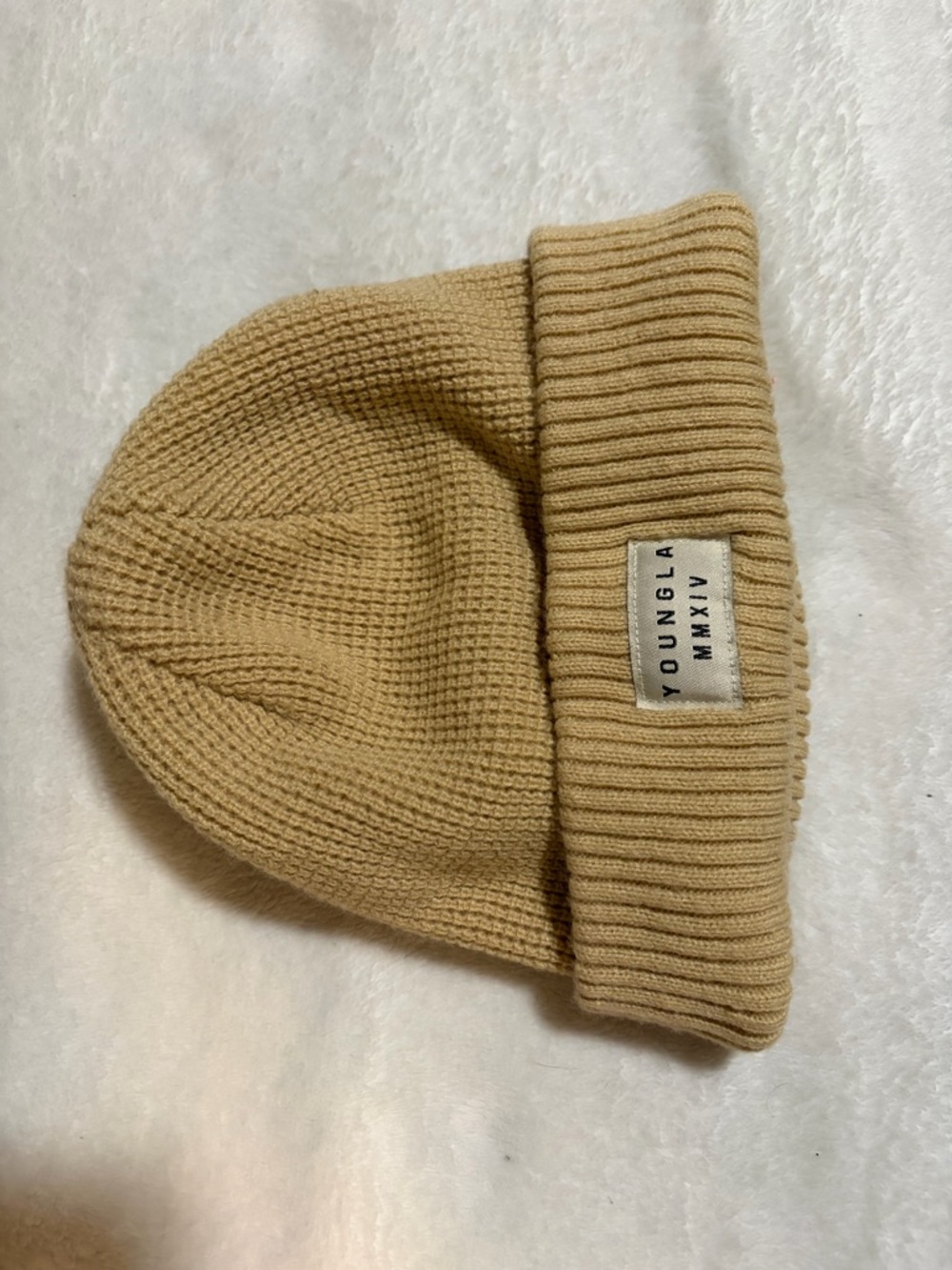 YoungLA Camel Ribbed Cuffed Beanie